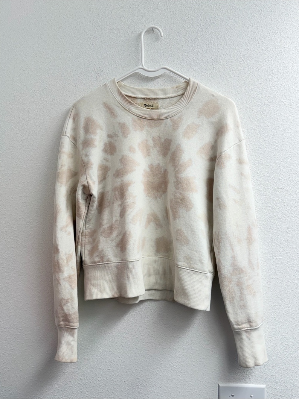 Madewell Neutral Tie-Dye Crewneck Sweatshirt in Beige and Cream size Xs